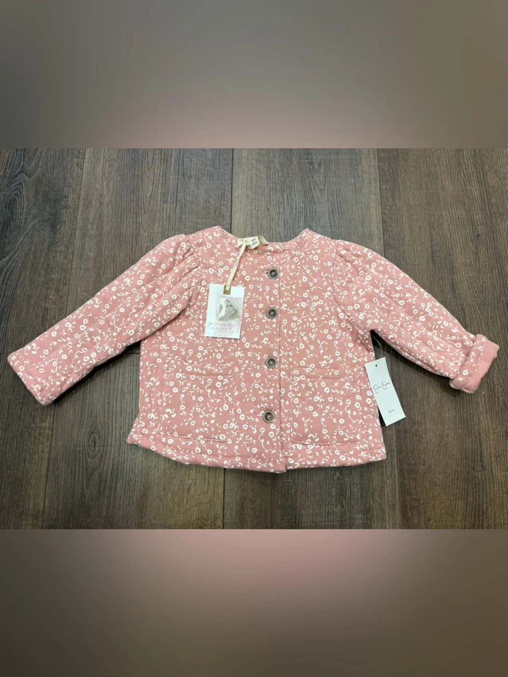 NWT Jessica Simpson 24 month pink white floral quilted jacket sweater